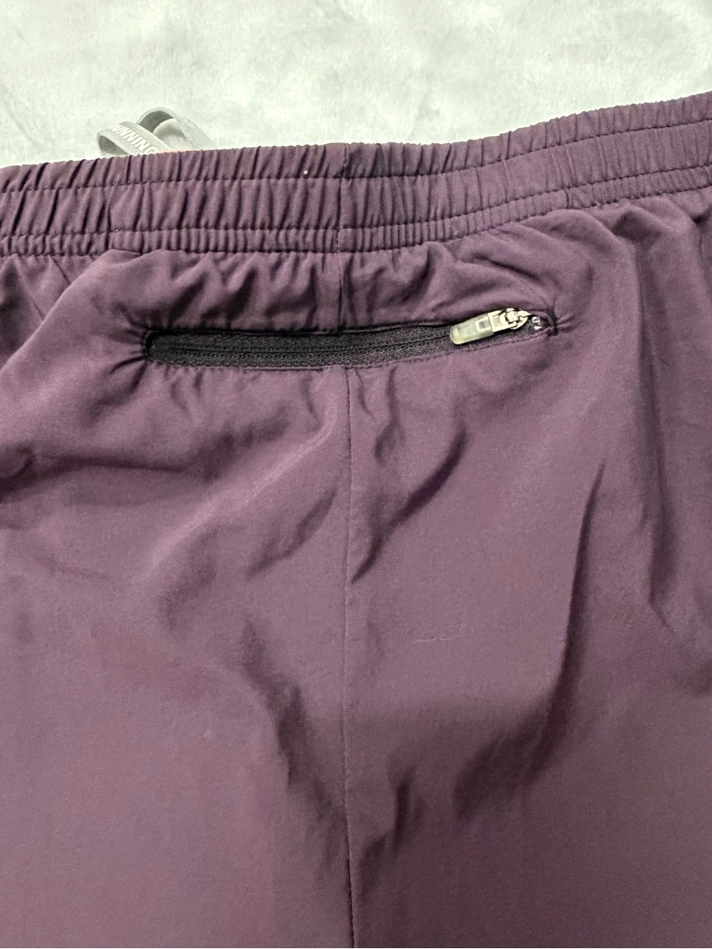Nike Women’s M Purple Athletic Dri-Fit Running Shorts w/ Orange Trim & Zipper - Picture 6 of 8